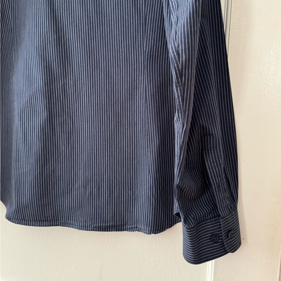 Kenneth Cole New York Navy Striped Button Down Long Sleeve Shirt Size XL - Picture 7 of 7
